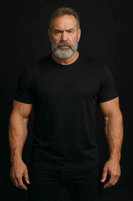 Camiseta Masculina Preta – Frase Engraçada “Velho Ranzinza” – Avesso Branco