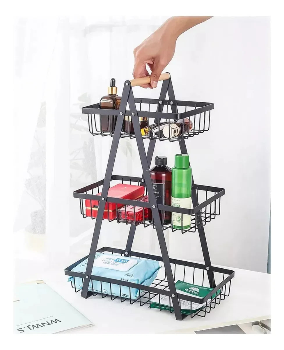 Fruteira de 3 Andares em Aço Inox – Organizador Moderno