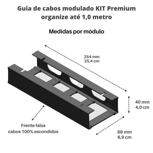 Kit Organizador de Cabos com Trilho – 1 Metro