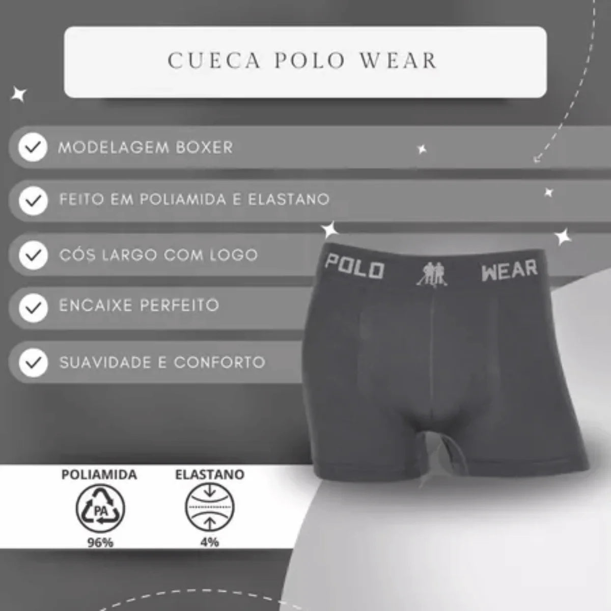Kit 8 Cuecas Boxer Masculinas Polo Wear em Microfibra – Conforto e Respirabilidade