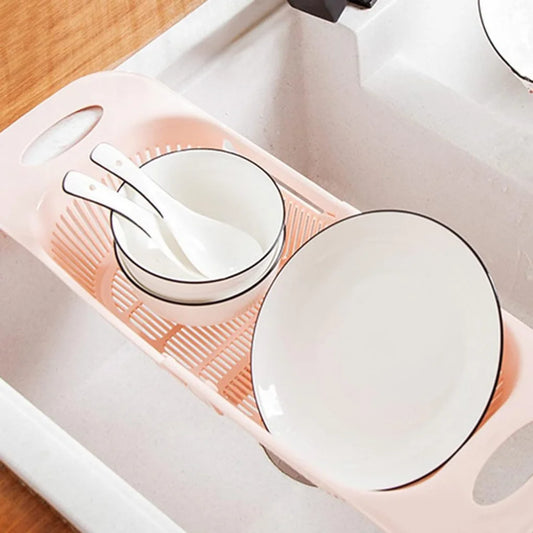 Escorredor Retrátil de Pia com Alças – Cesto Ajustável Multiuso para Cozinha