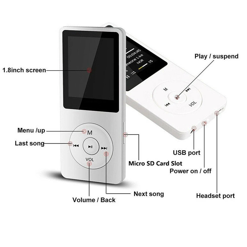 MP3 Player Portátil Mini Hi-Fi com Bluetooth 4.0