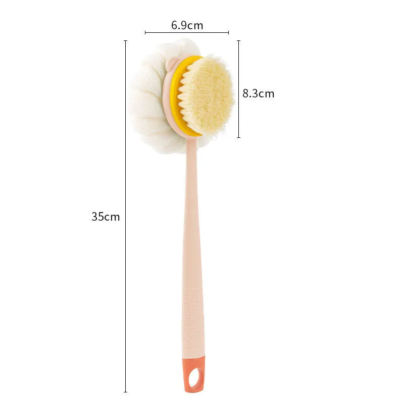 Escova de Banho com Cabo Longo – Esfoliante Corporal com Esponja de Malha
