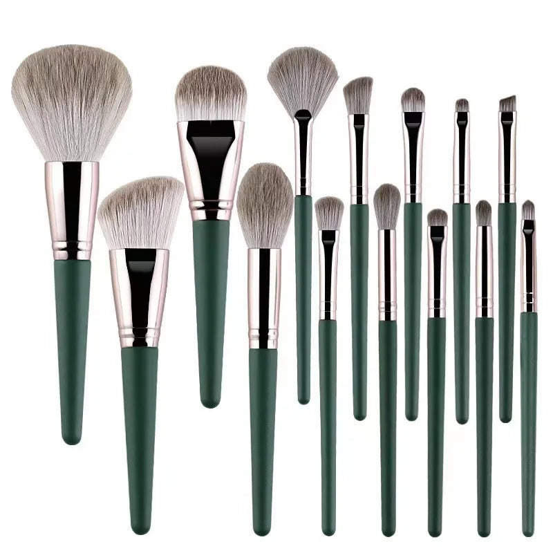 Kit de 14 Pincéis de Maquiagem – Macios, Fluffy e Multifuncionais