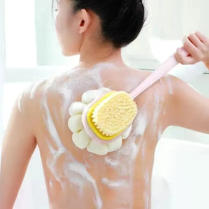 Escova de Banho com Cabo Longo – Esfoliante Corporal com Esponja de Malha