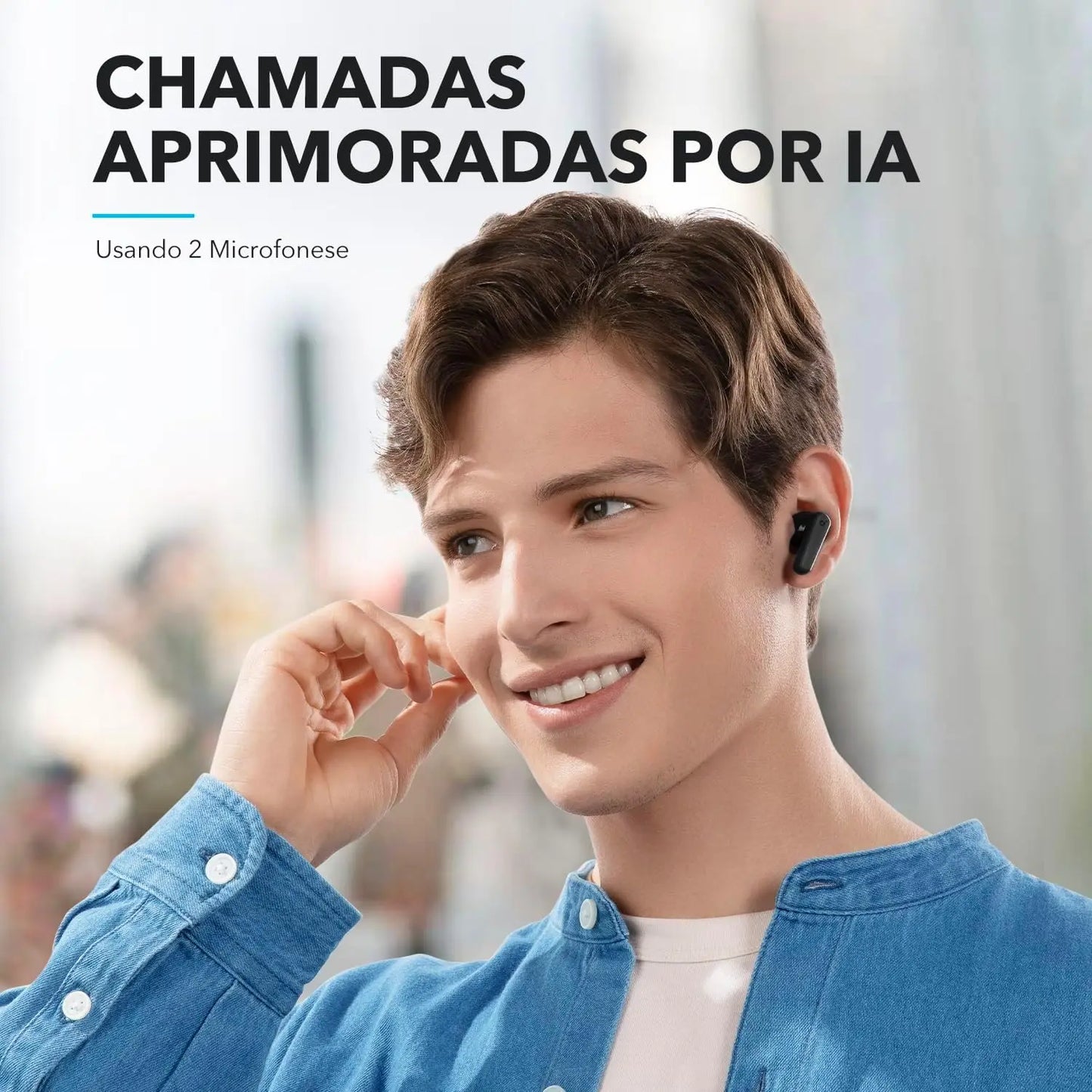 Fones de Ouvido Bluetooth Anker – Intra-auricular com Estojo de Carga – Sem Cancelamento Ativo de Ruído