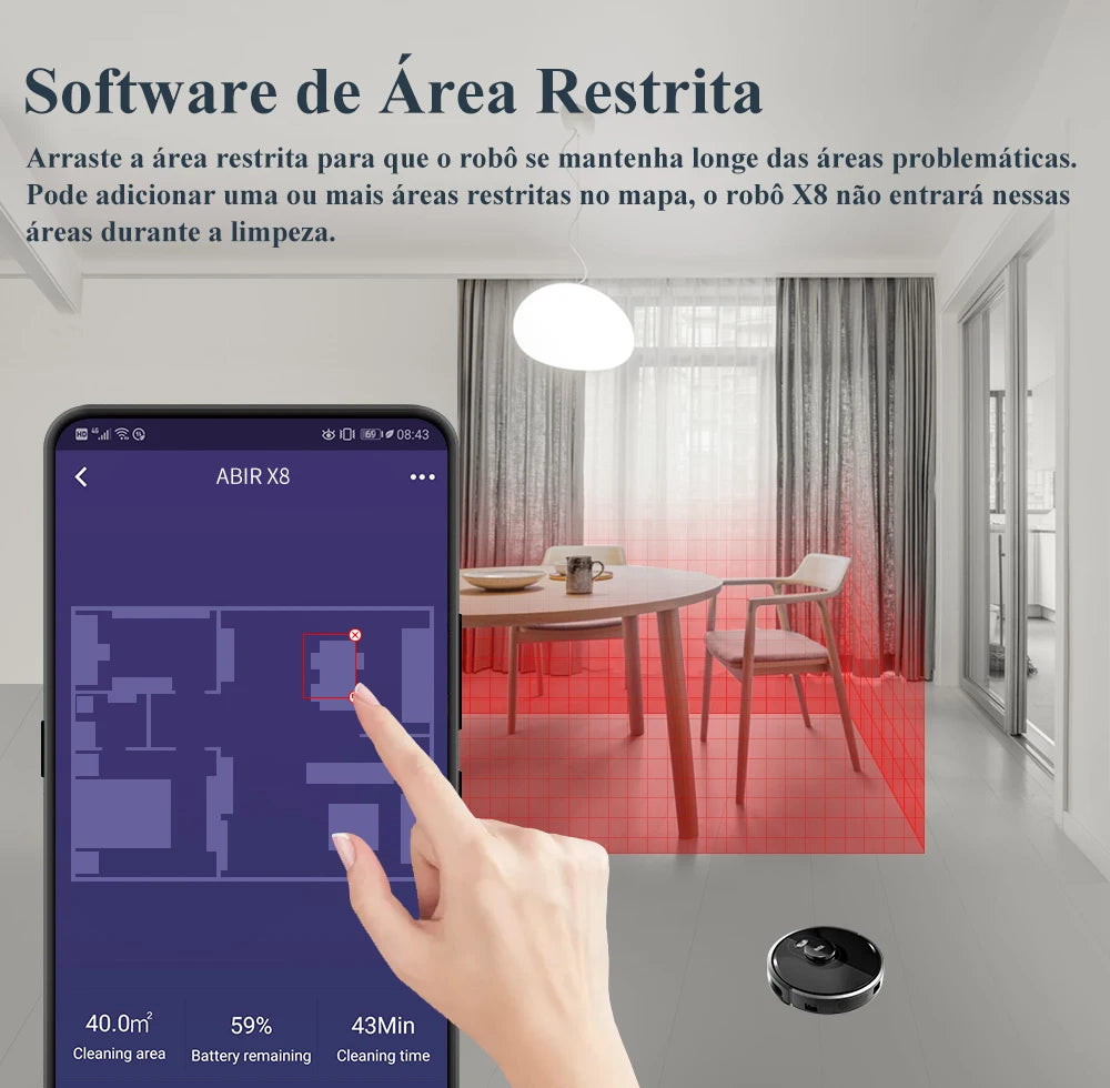 ABIR X8 Robô Aspirador de Pó Inteligente