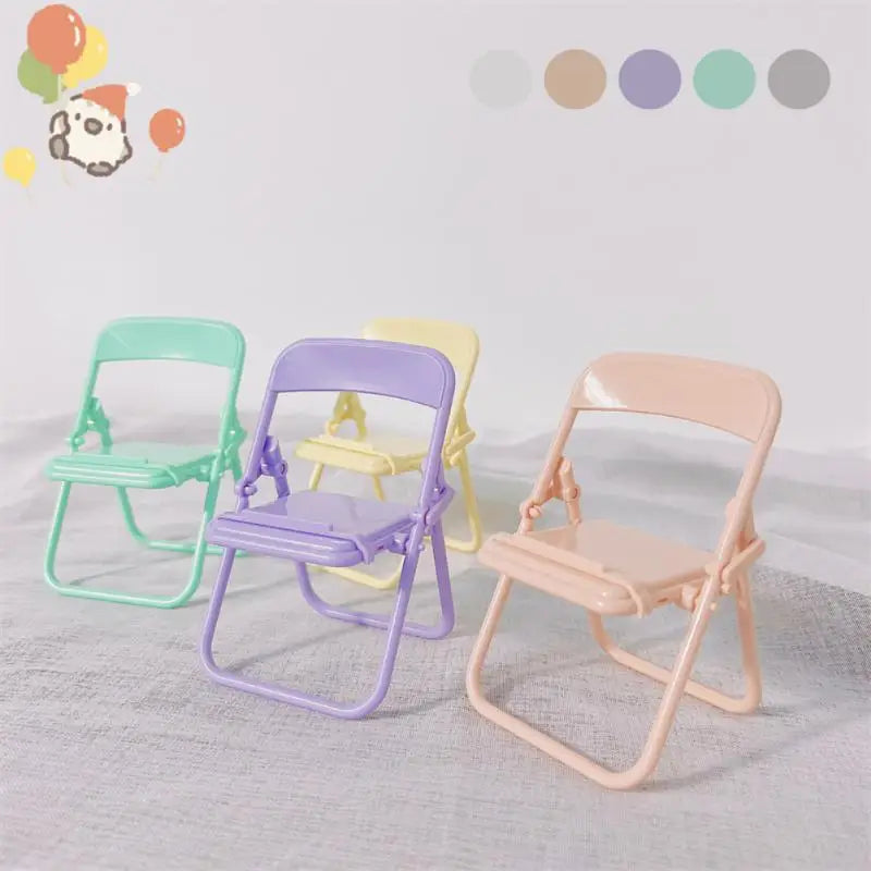 Suporte de Mesa para Celular e Tablet – Mini Cadeira Dobrável e Portátil
