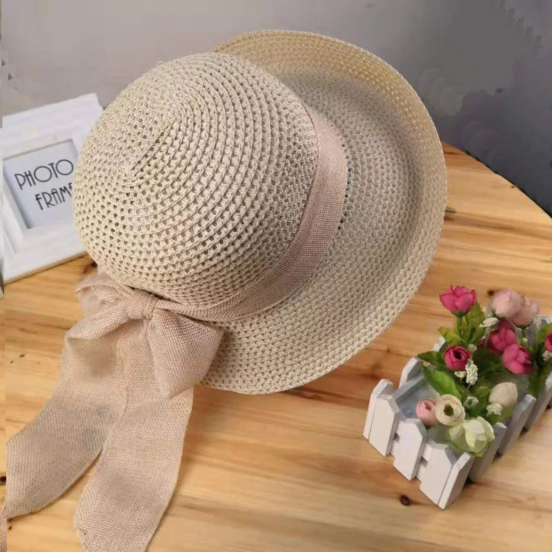 Chapéu Feminino de Verão em Palha – Aba Larga, Arejado, com Laço e Proteção contra o Sol