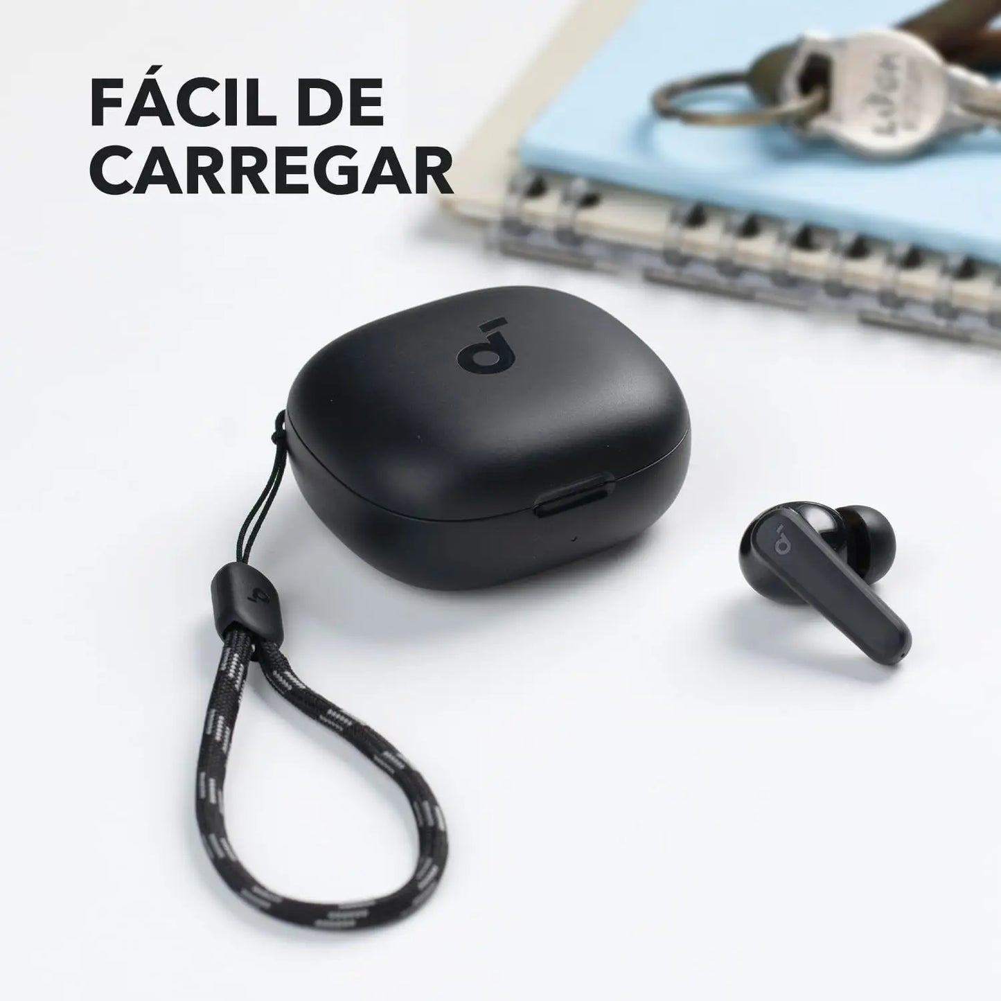 Fones de Ouvido Bluetooth Anker – Intra-auricular com Estojo de Carga – Sem Cancelamento Ativo de Ruído