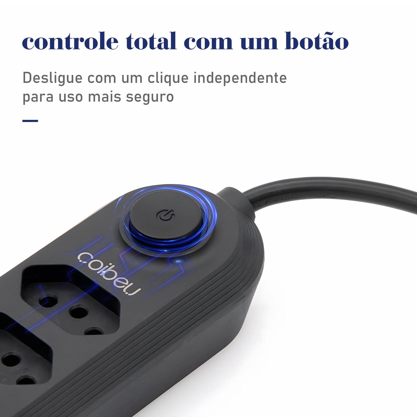 Extensão Elétrica com Plugue Brasileiro COIBEU – 2 Metros, 110-220V, 10A, 2500W com Tomada USB