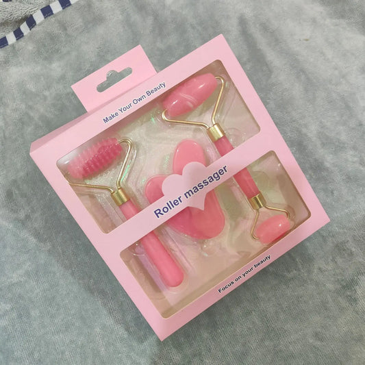 Kit 3 Peças Massageador Facial e Corporal em Resina