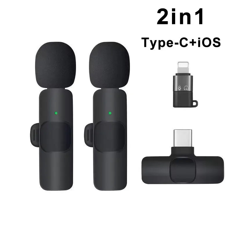 Microfone de lapela sem fio com cancelamento de ruído para streaming