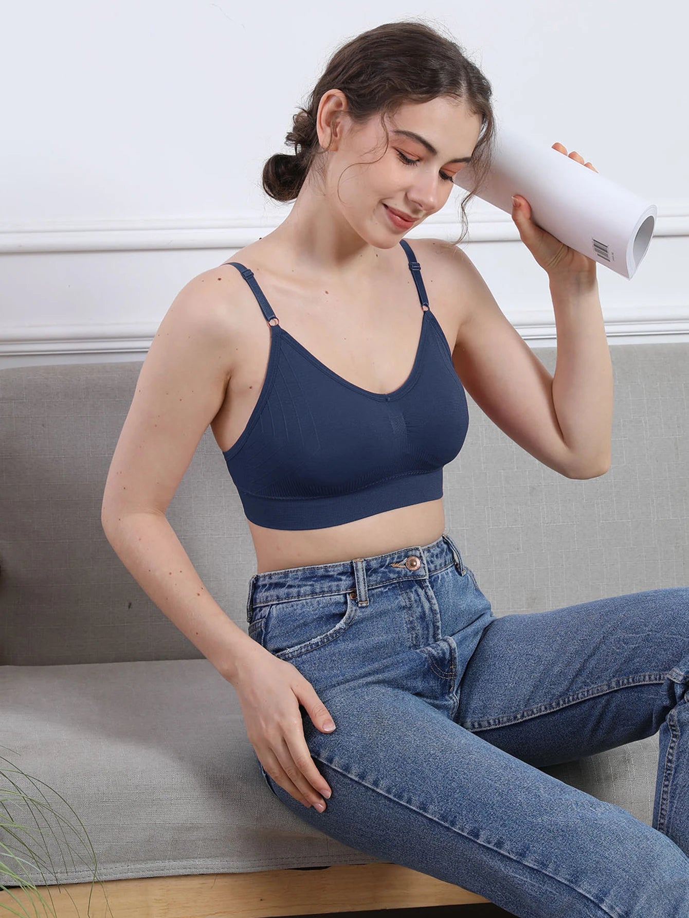Top Feminino Cropped Lingerie Sexy com Sustentação – Sutiã Estilo Esportivo