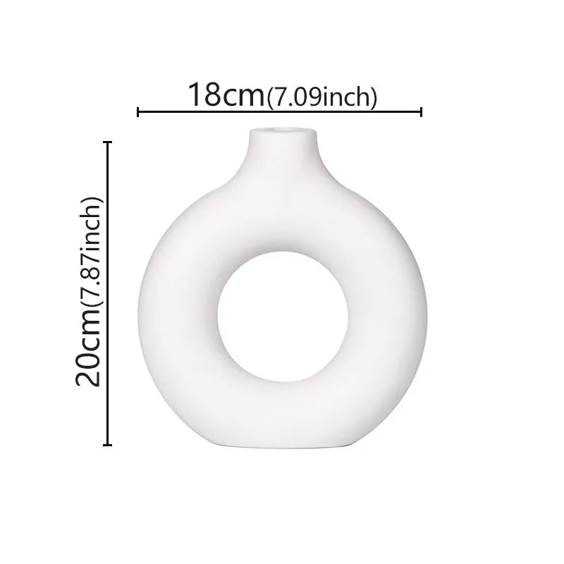 Vaso Decorativo Minimalista em Forma de Donut – Estilo Moderno