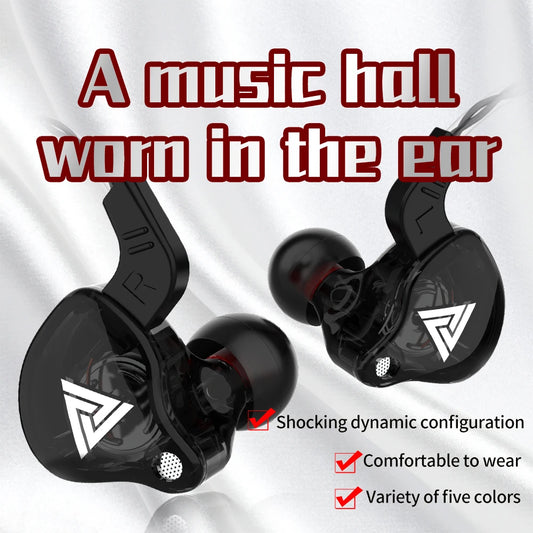 QKZ AK6 – Fone In-Ear Profissional com 6 Drivers Dinâmicos, Áudio Hi-Fi, Graves Poderosos e Microfone Integrado