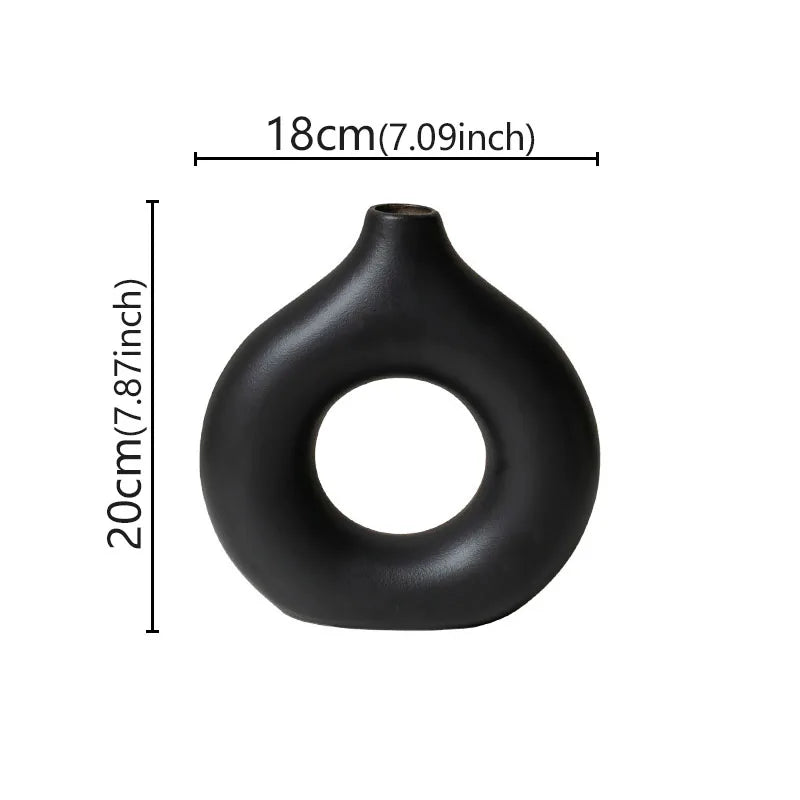 Vaso Decorativo Minimalista em Forma de Donut – Estilo Moderno