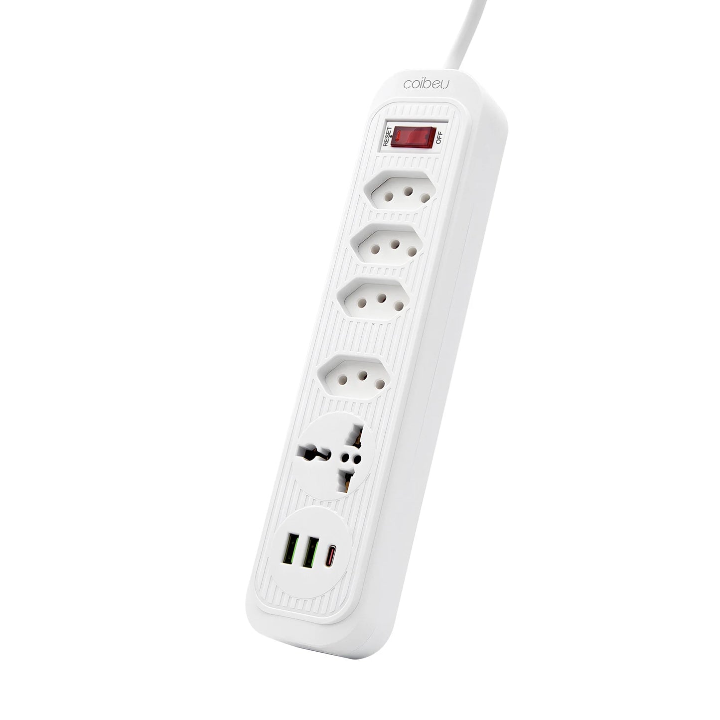 Extensão 4 Tomadas com 3 Portas USB, Cabo 2 Metros, Bivolt 2500W