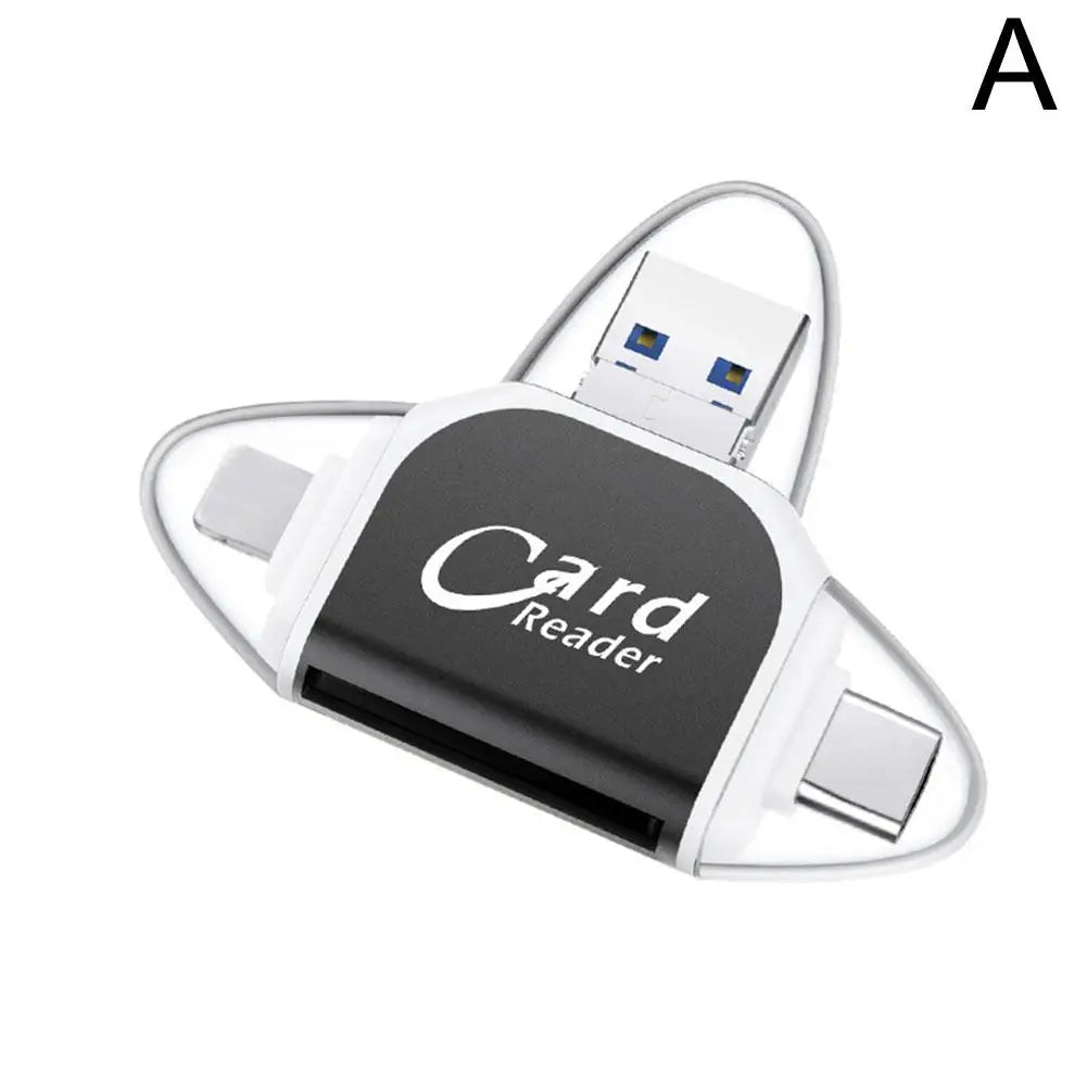 Leitor de Cartão Multifuncional de Metal 4 Portas 2 em 1 OTG Universal para PC, Celular e Laptop – Suporte Micro e TF
