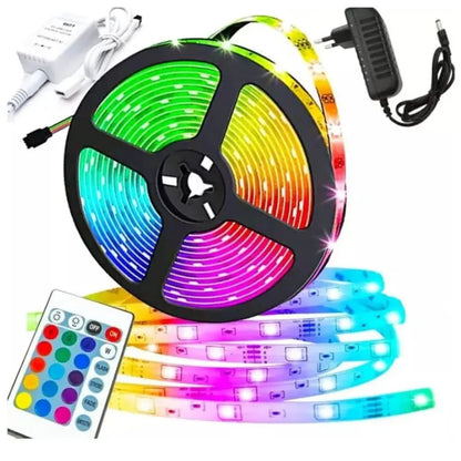 Fita LED RGB 5m com Controle e Fonte (3528W)
