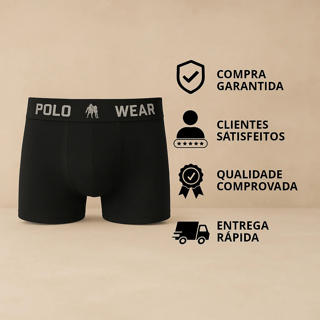 Kit 8 Cuecas Boxer Masculinas Polo Wear em Microfibra – Conforto e Respirabilidade