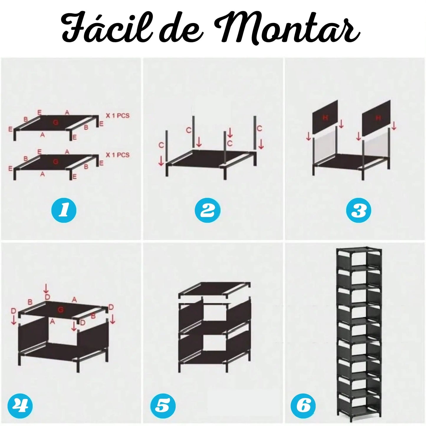 Sapateira Compacta Desmontável de 7 Andares