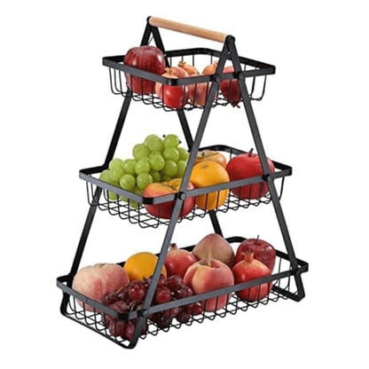 Fruteira de 3 Andares em Aço Inox – Organizador Moderno
