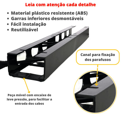 Kit Organizador de Cabos com Trilho – 1 Metro