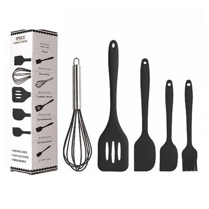 Kit de Utensílios de Silicone (5 Peças) – Cores Sortidas e Alta Durabilidade