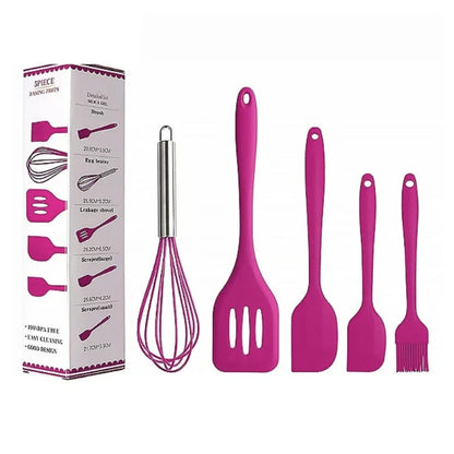 Kit de Utensílios de Silicone (5 Peças) – Cores Sortidas e Alta Durabilidade