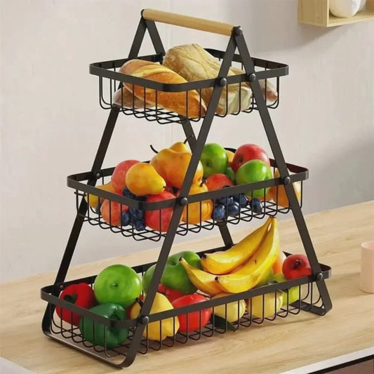 Fruteira de 3 Andares em Aço Inox – Organizador Moderno