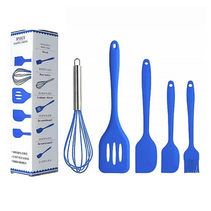 Kit de Utensílios de Silicone (5 Peças) – Cores Sortidas e Alta Durabilidade