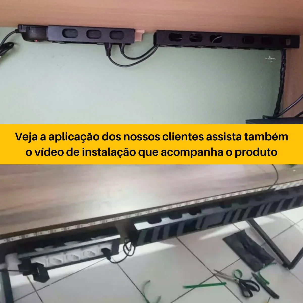 Kit Organizador de Cabos com Trilho – 1 Metro
