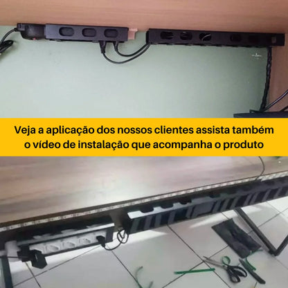 Kit Organizador de Cabos com Trilho – 1 Metro