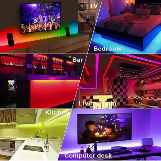 Fita LED RGB 5m com Controle e Fonte (3528W)