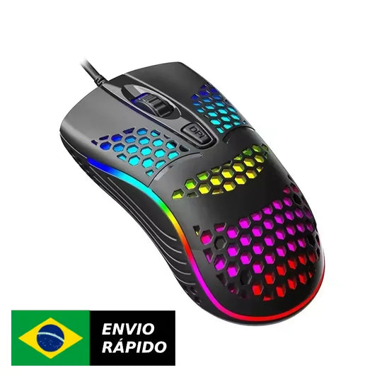 Mouse com Fio USB RGB – Design Moderno, LED Colorido, Alta Precisão