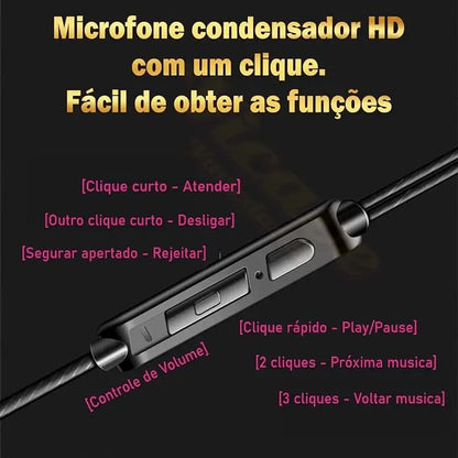 Fone de Ouvido com Fio QKZ AK6 – Hifi Esportivo com Microfone Integrado