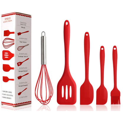 Kit de Utensílios de Silicone (5 Peças) – Cores Sortidas e Alta Durabilidade