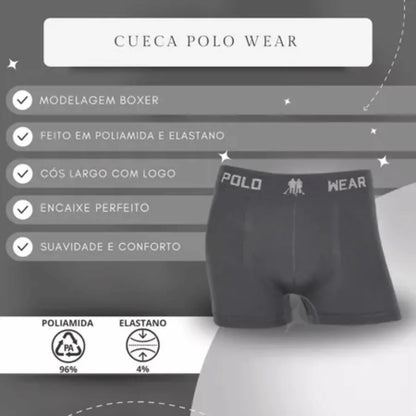 Kit 8 Cuecas Boxer Masculinas Polo Wear em Microfibra – Conforto e Respirabilidade