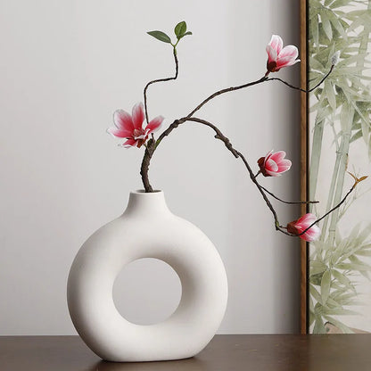 Vaso Decorativo Minimalista em Forma de Donut – Estilo Moderno
