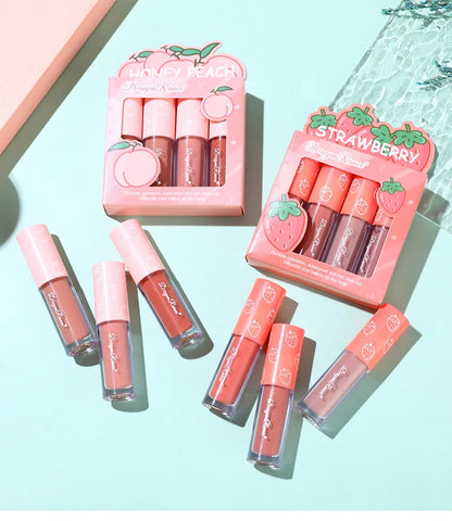 Kit Mini Batom Líquido Velvet Matte – 4 Peças com Aroma Frutado