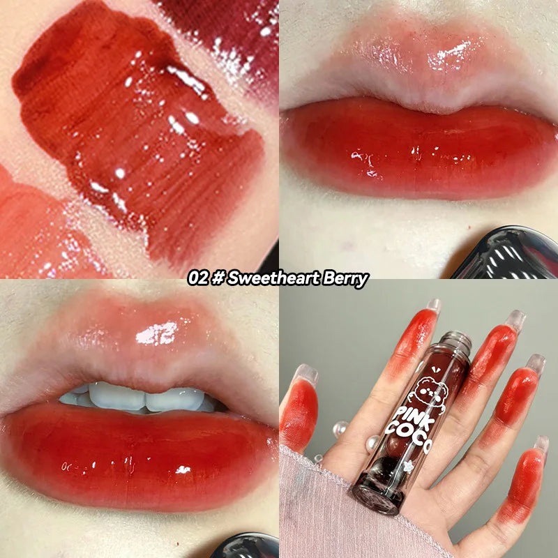 PINKCOCO Bear Doodle Mirror Lip Glaze – Gloss Labial de Brilho Espelhado