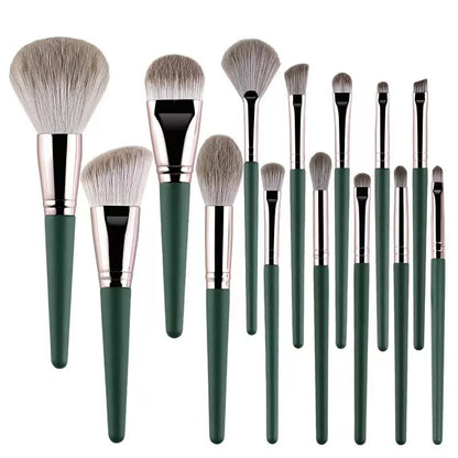 Kit de 14 Pincéis de Maquiagem – Macios, Fluffy e Multifuncionais