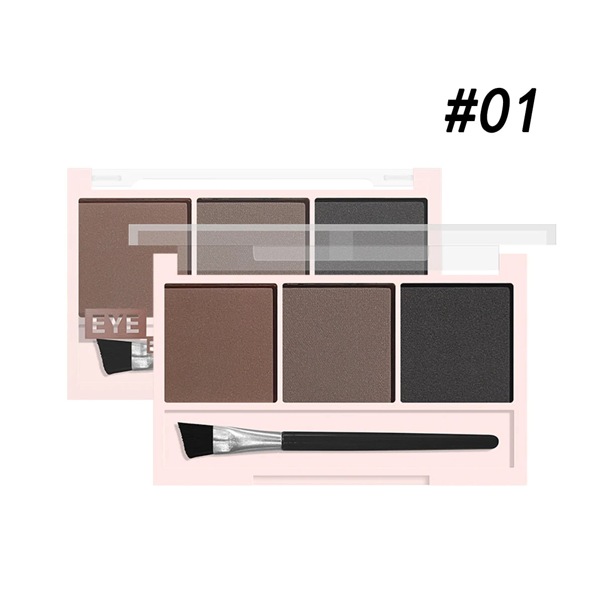 Kit de Sombra para Sobrancelhas 3 Cores com Pincel – Definição Natural e de Longa Duração