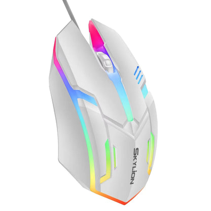 Mouse com Fio SKYLiON F1 – 3 Botões, Iluminação Colorida, Uso para Jogos e Escritório