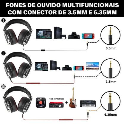 Fones de Ouvido com Fio Oneodio Pro 10/30/50 — Estúdio Profissional, DJ, Microfone