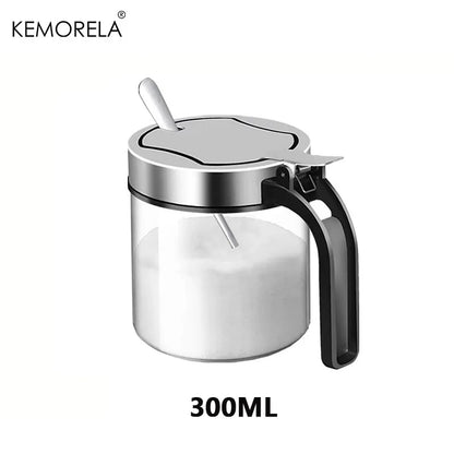 Pote de Vidro para Temperos com Tampa de Aço Inox e Colher
