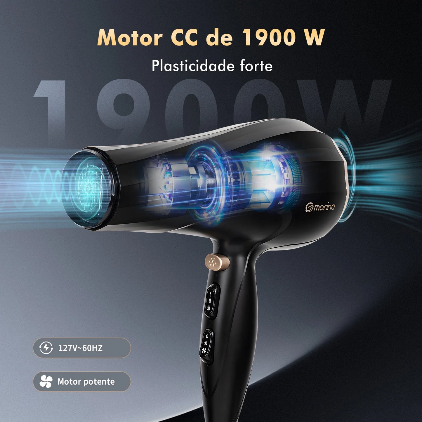 Secador de Cabelo Profissional COIBEU BY-526 com Íons Negativos (Bivolt)