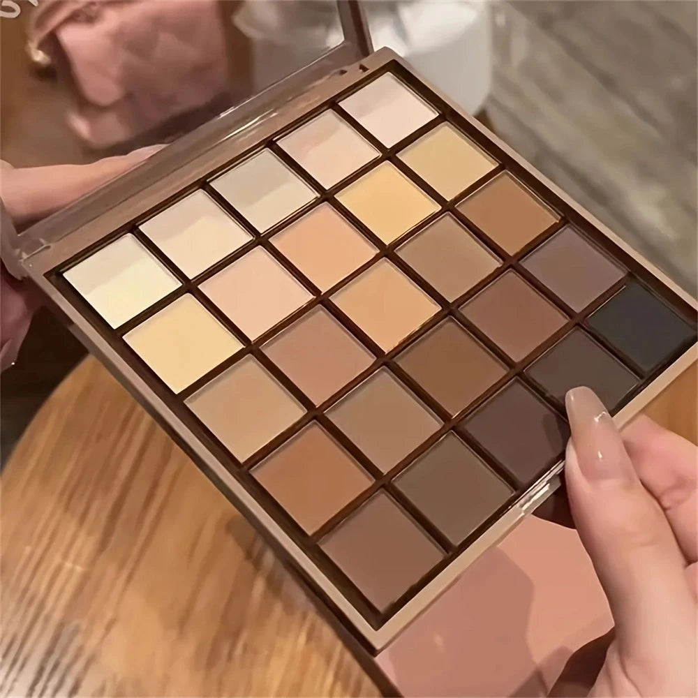 Paleta de Sombras 25 Cores – Tons Neutros de Marrom e Cinza Café/Chocolate