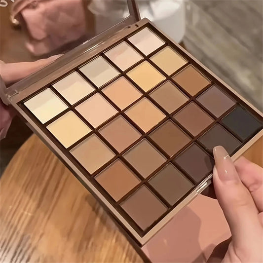Paleta de Sombras 25 Cores – Tons Neutros de Marrom e Cinza Café/Chocolate